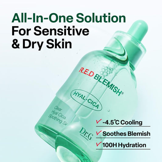 Dr. G R.E.D Blemish Clear Hyal-Cica Soothing Serum 50ml – Calming Hydrating Serum for Sensitive & Blemish-Prone Skin