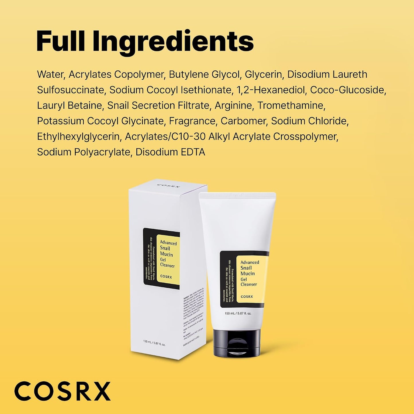 COSRX Advanced Snail Mucin Gel Cleanser |Hydrating & Regenerative Gel-to-Foam Cleanser for Plump, Radiant Skin