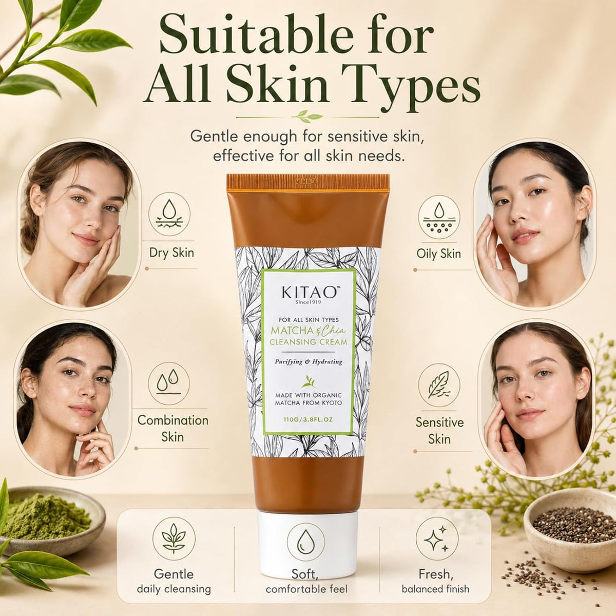 KITAO Matcha & Chia Cleansing Cream | Kyoto Makeup Melt