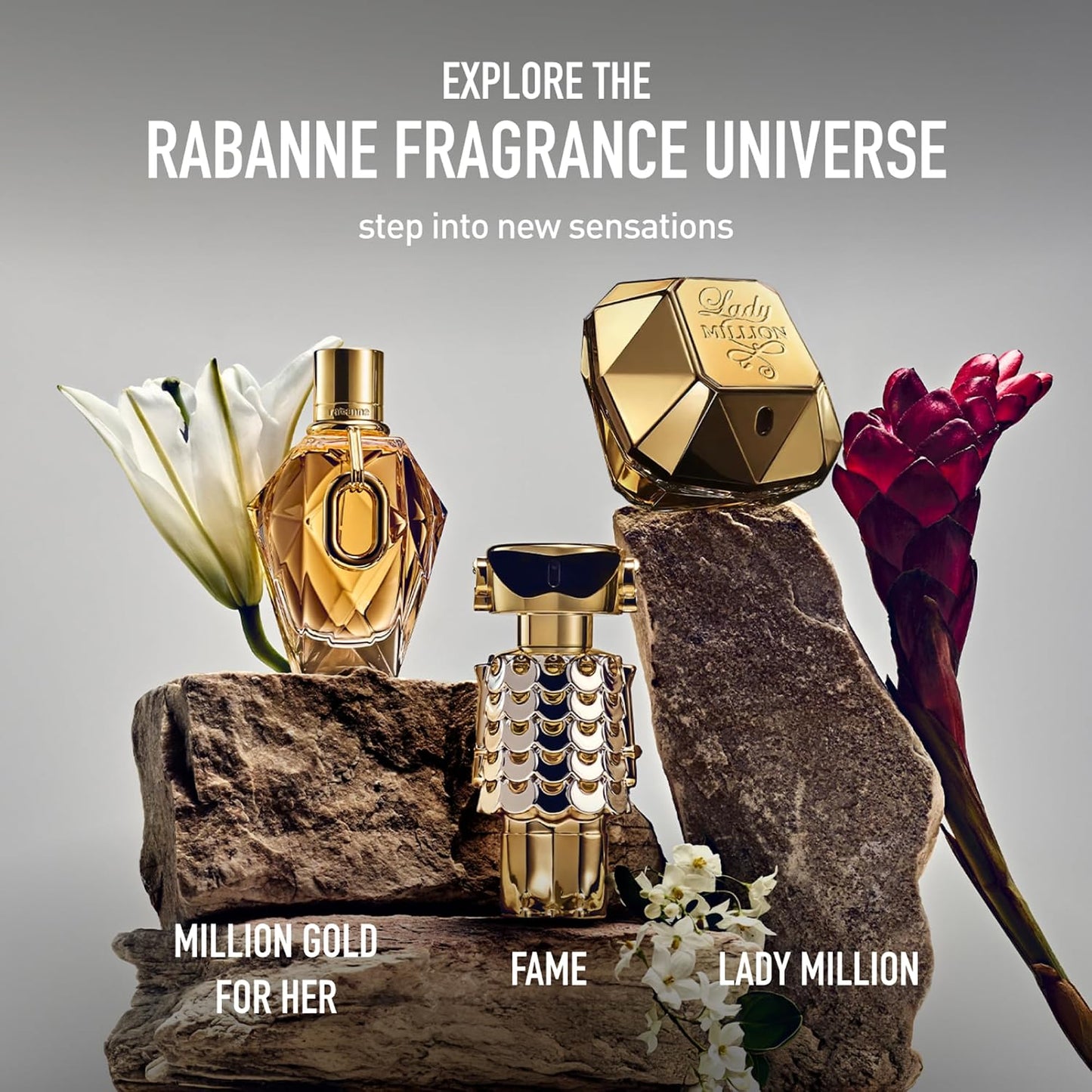 Rabanne Million Gold for Her EDP | Floral Women’s Perfume – Rose, White Flowers & Mineral Musk
