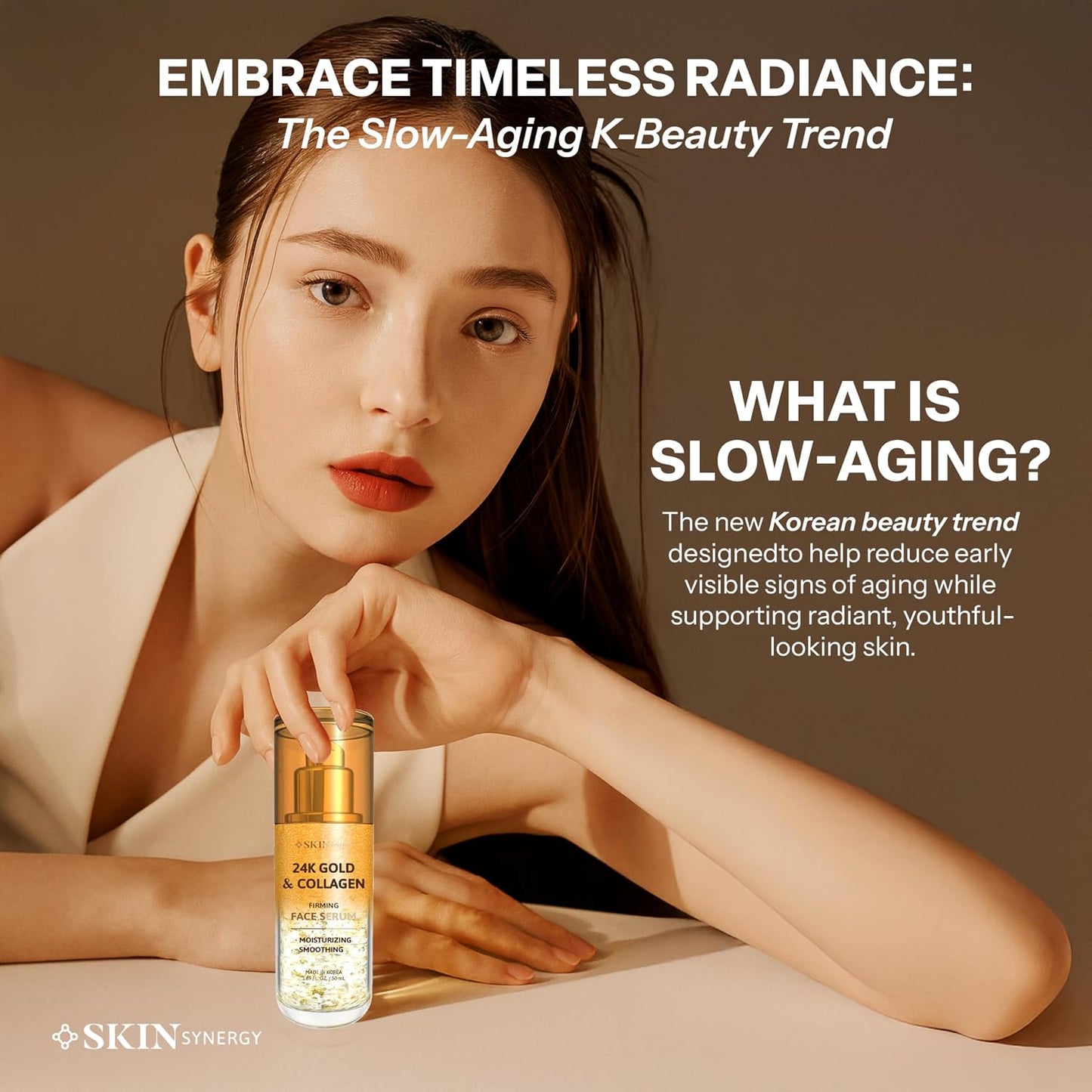 Skin Synergy 24K Gold & Collagen Firming Face Serum – Hydrating Korean Anti-Aging Serum | 50ml