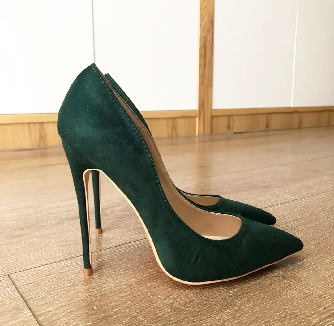 Dark green 2025 pumps shoes