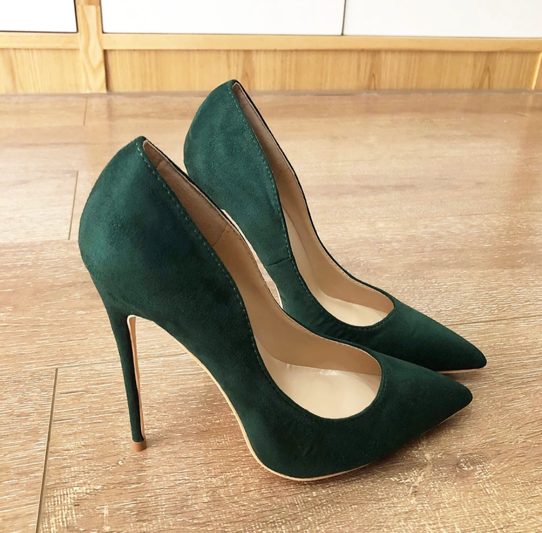 Dark Green High Heel Pumps Shoes Sherilyn Shop