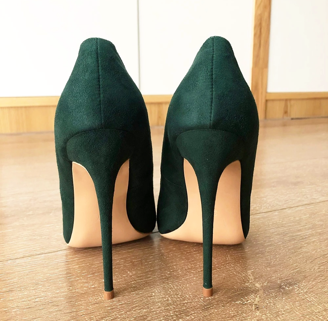 Dark green 2025 peep toe heels