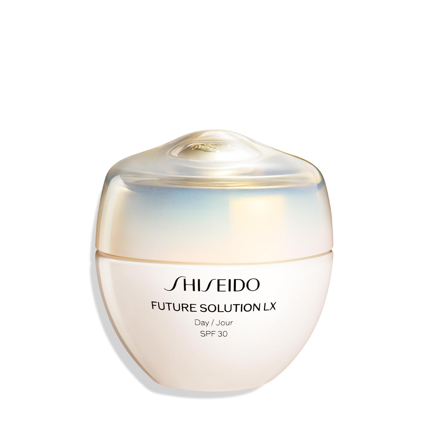 Shiseido Future Solution LX cream jar on a white background
