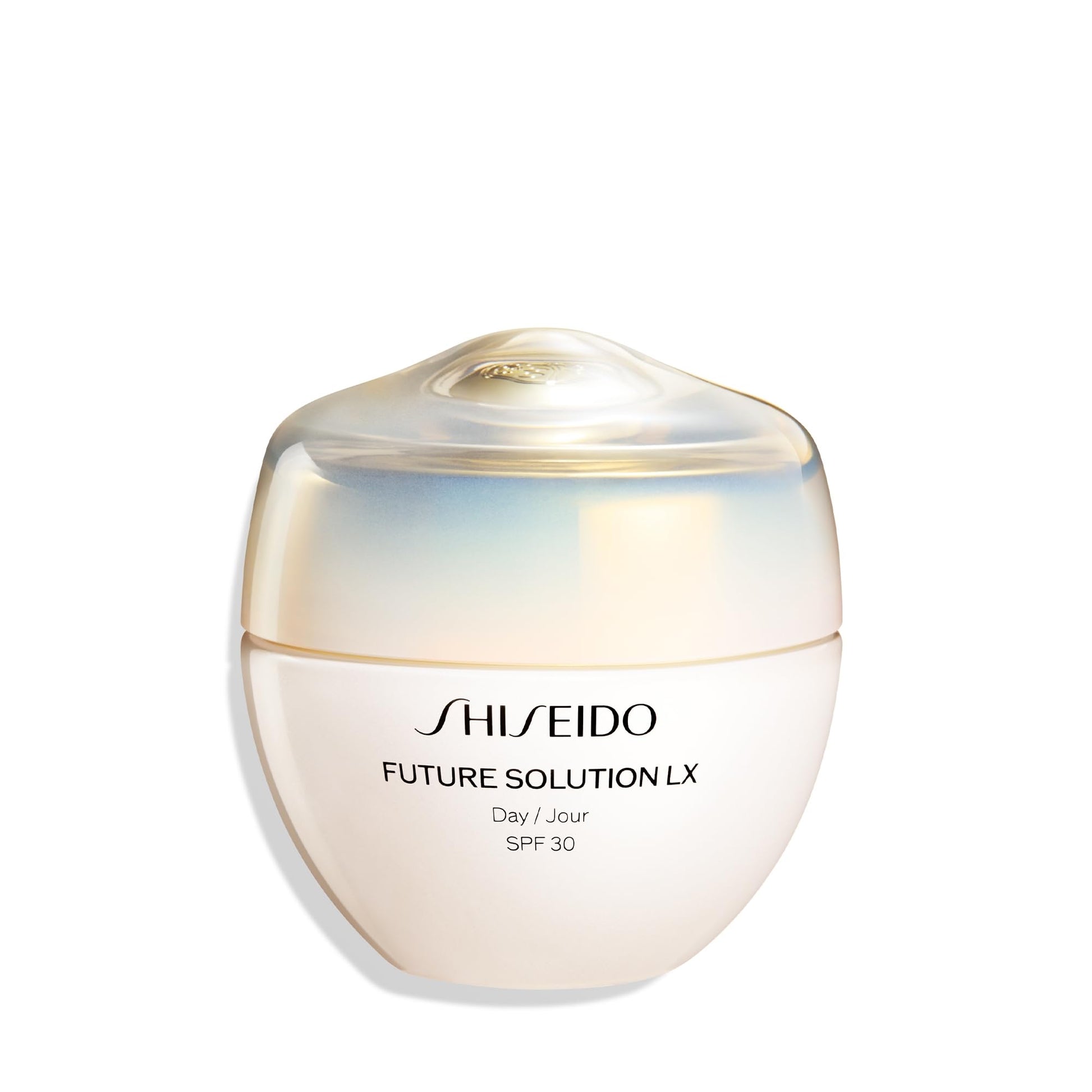 Shiseido Future Solution LX cream jar on a white background