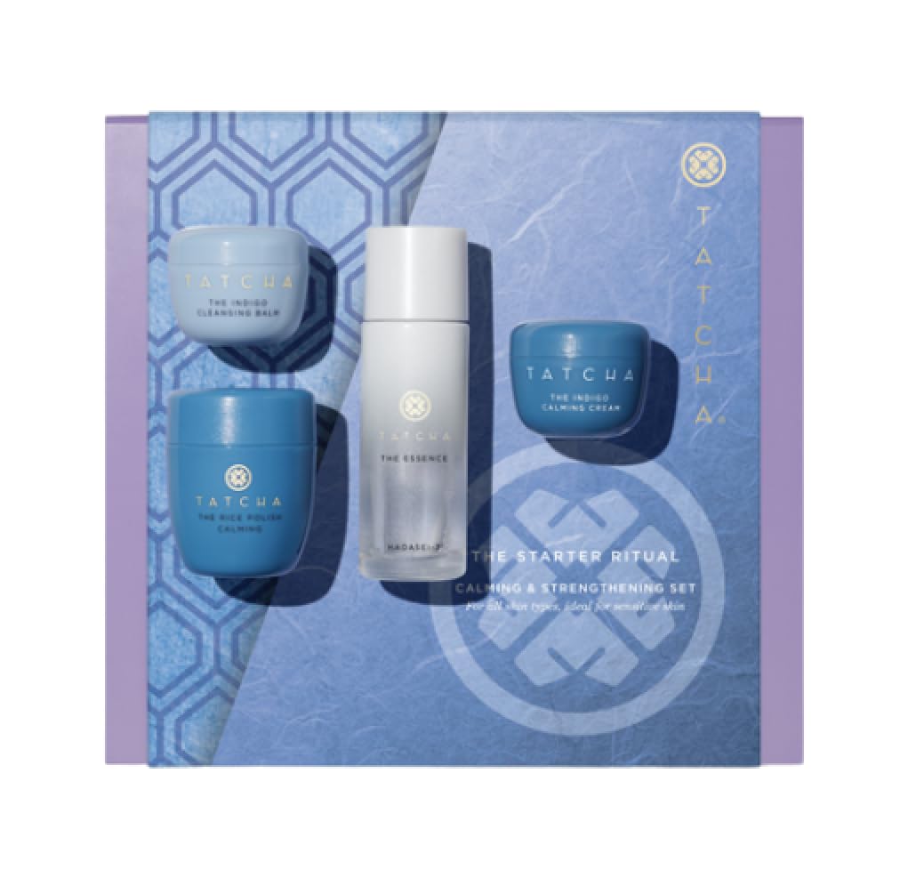 Tatcha The Indigo Ritual Set – 4-Piece Soothing Skincare Discovery Kit for Sensitive Skin