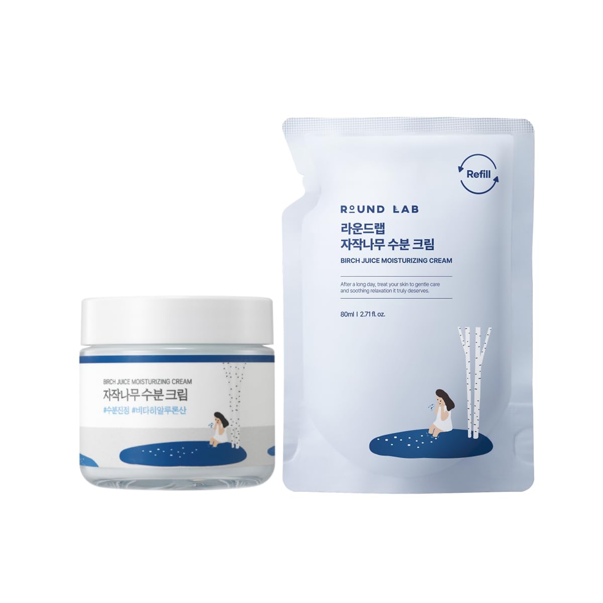 ROUND LAB Birch Juice Moisturizing Cream - Deep Hydration & Soothing for Dewy Glass Skin