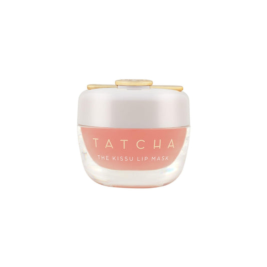 Tatcha lip mask with pink label on a white background