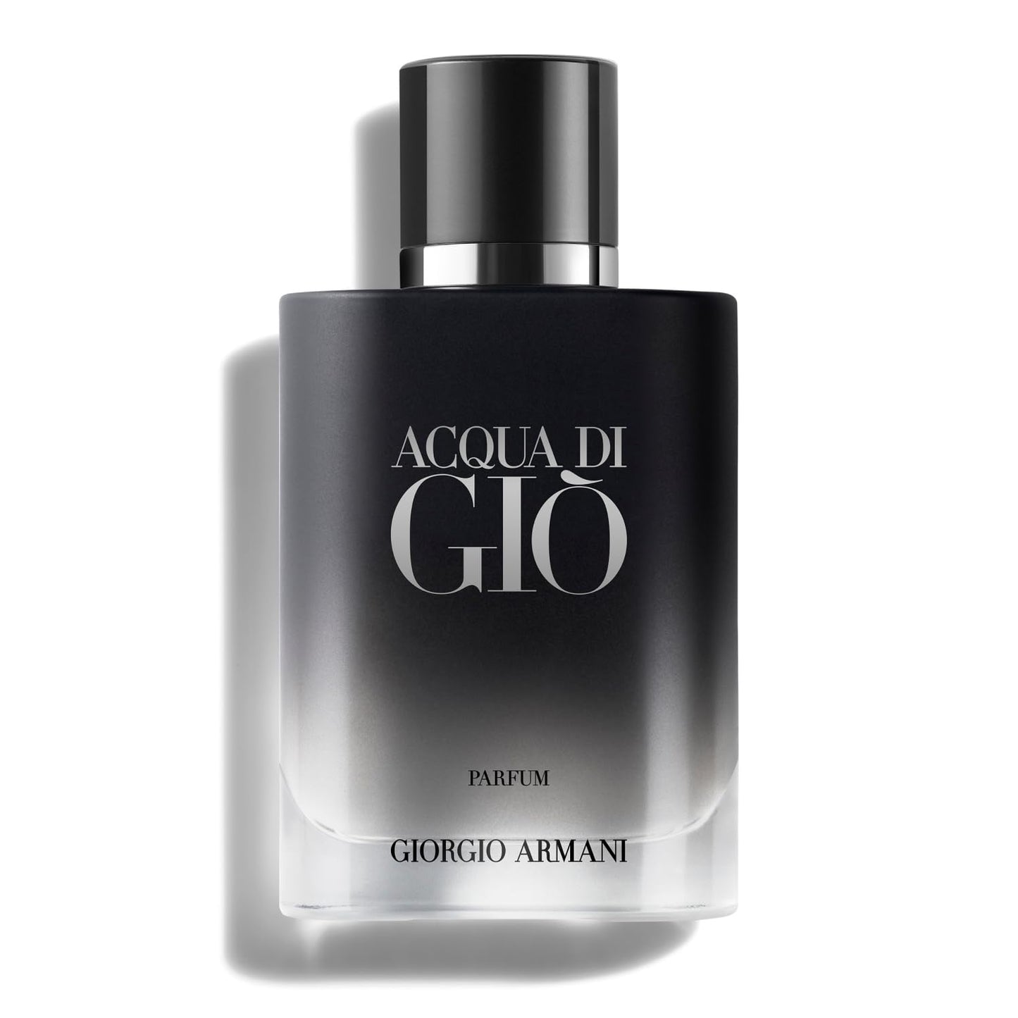 Black Giorgio Armani Acqua di Gio parfum bottle on a white background