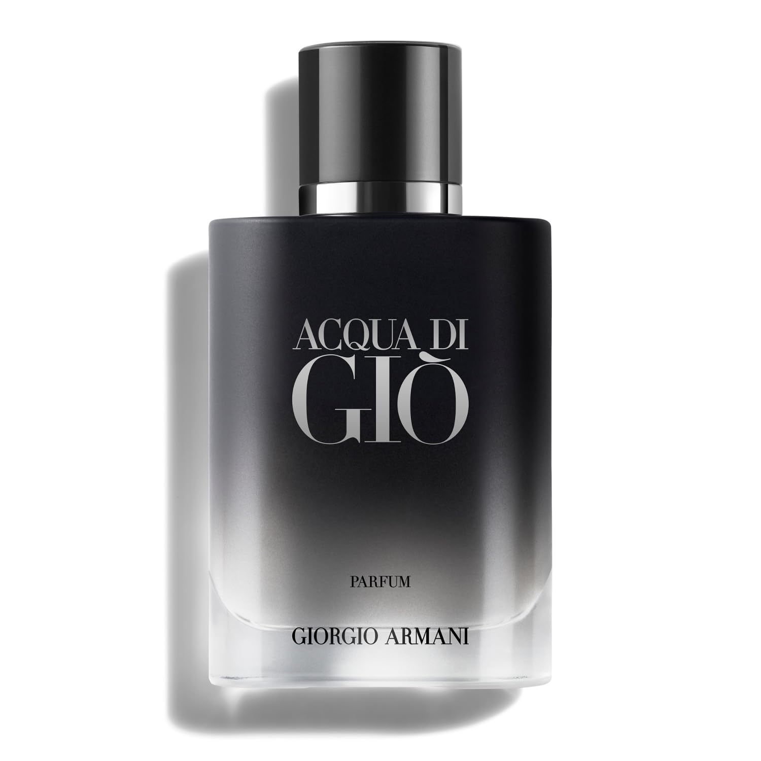 Black Giorgio Armani Acqua di Gio parfum bottle on a white background