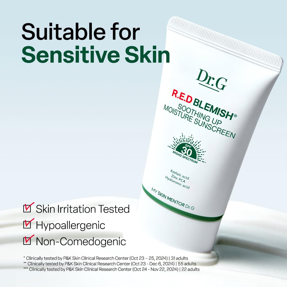 Dr. G R.E.D Blemish Soothing Up Moisture Sunscreen SPF30 50ml – Calming Hydrating Sunscreen for Sensitive Skin