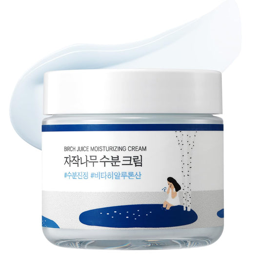 Birch Juice Moisturizing Cream jar with a white lid on a white background