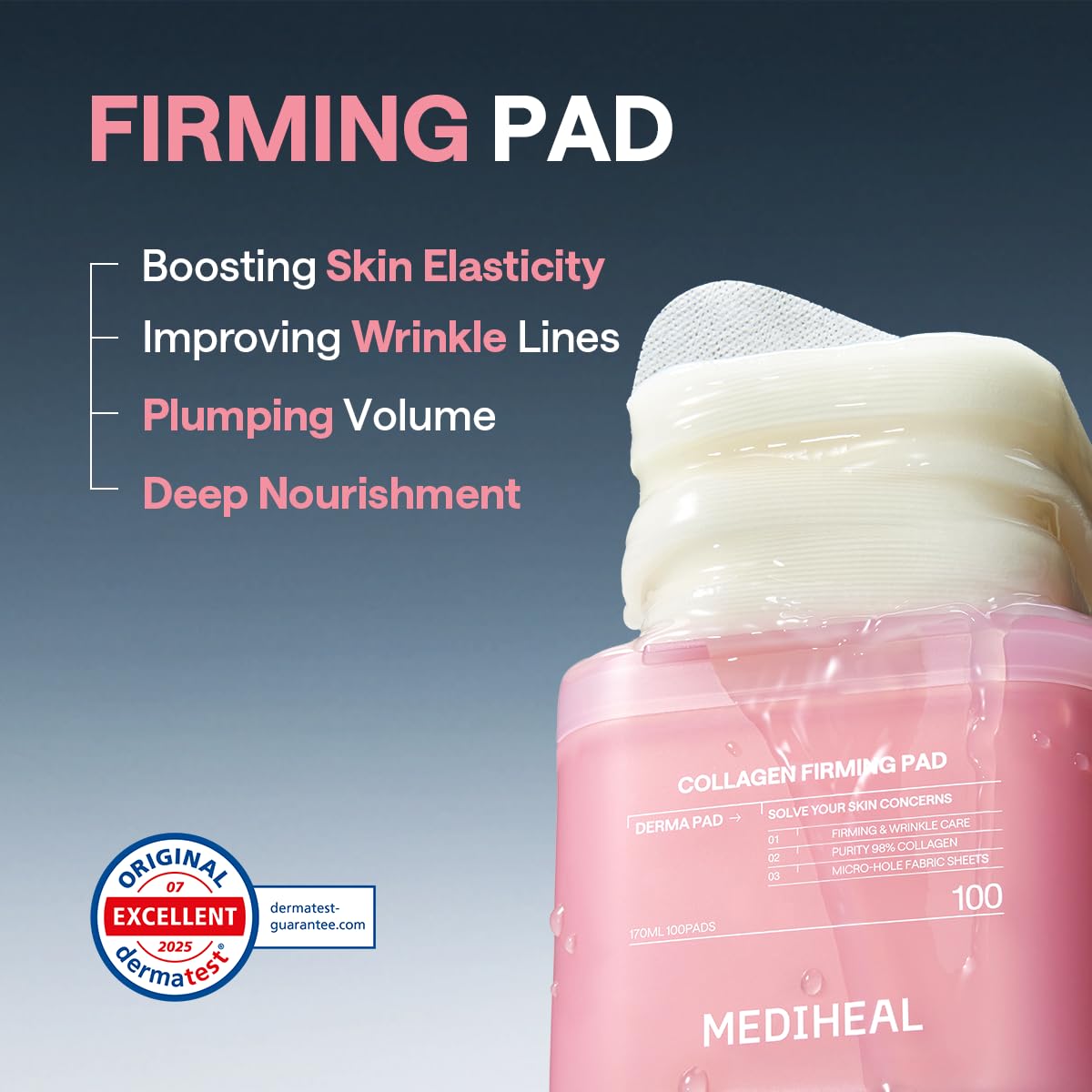 MEDIHEAL Derma Pad Collection | Daily Treatment Toner Pads for Brightening, Firming, Calming & Hydration (100 Pads)