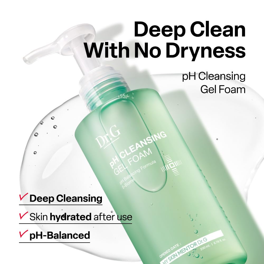 Dr. G pH Cleansing Gel Foam 200ml – Gentle pH-Balanced Foaming Cleanser for Sensitive Skin