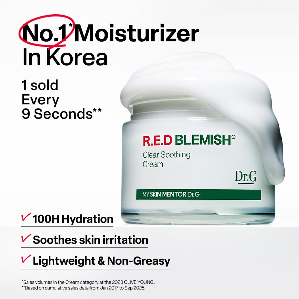 Dr. G R.E.D Blemish Clear Soothing Cream 50ml – Calming Moisturizer for Sensitive & Oily Skin