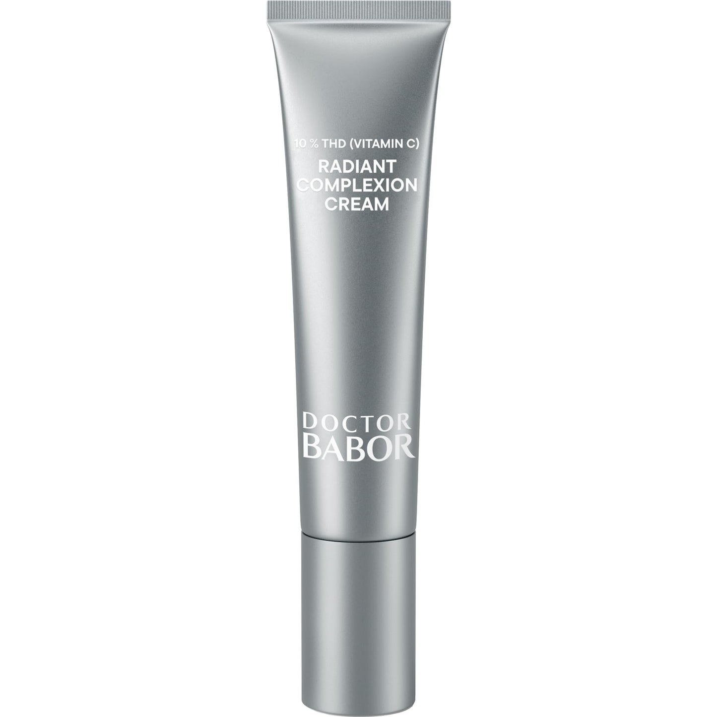 Doctor Babor Radiant Complexion Cream in a metallic silver squeeze tube with a matching silver cap, shown against a plain white background.