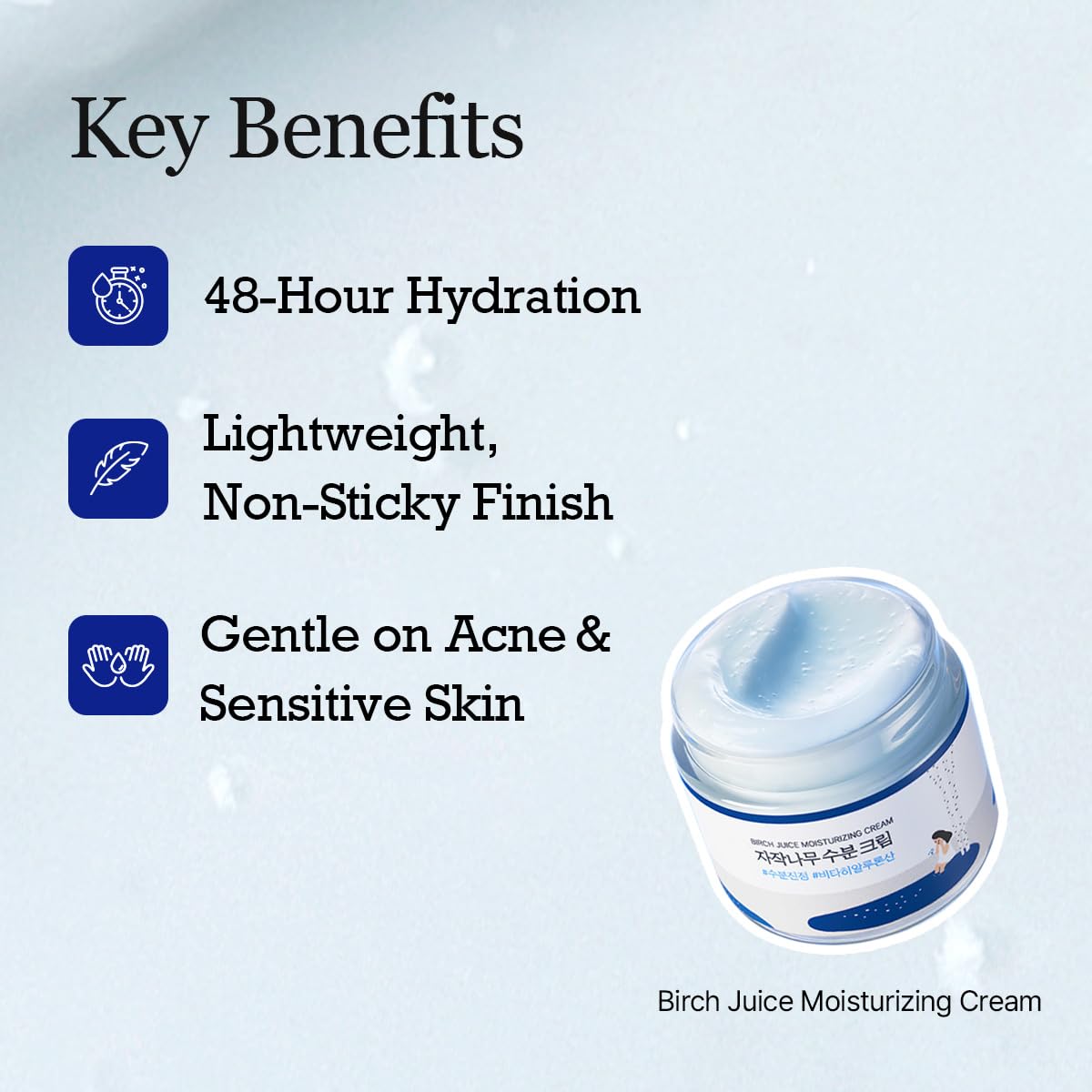 ROUND LAB Birch Juice Moisturizing Cream - Deep Hydration & Soothing for Dewy Glass Skin
