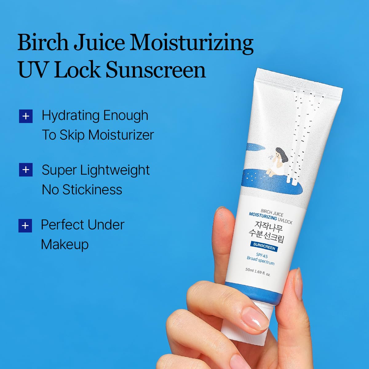 ROUND LAB Birch Juice Moisturizing UV Lock Sunscreen SPF45 | No White Cast Korean Sunscreen