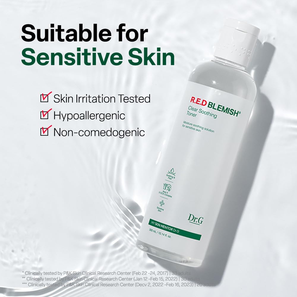 Dr. G R.E.D Blemish Clear Soothing Toner 300ml – Calming & Hydrating Korean Face Toner for Sensitive Skin