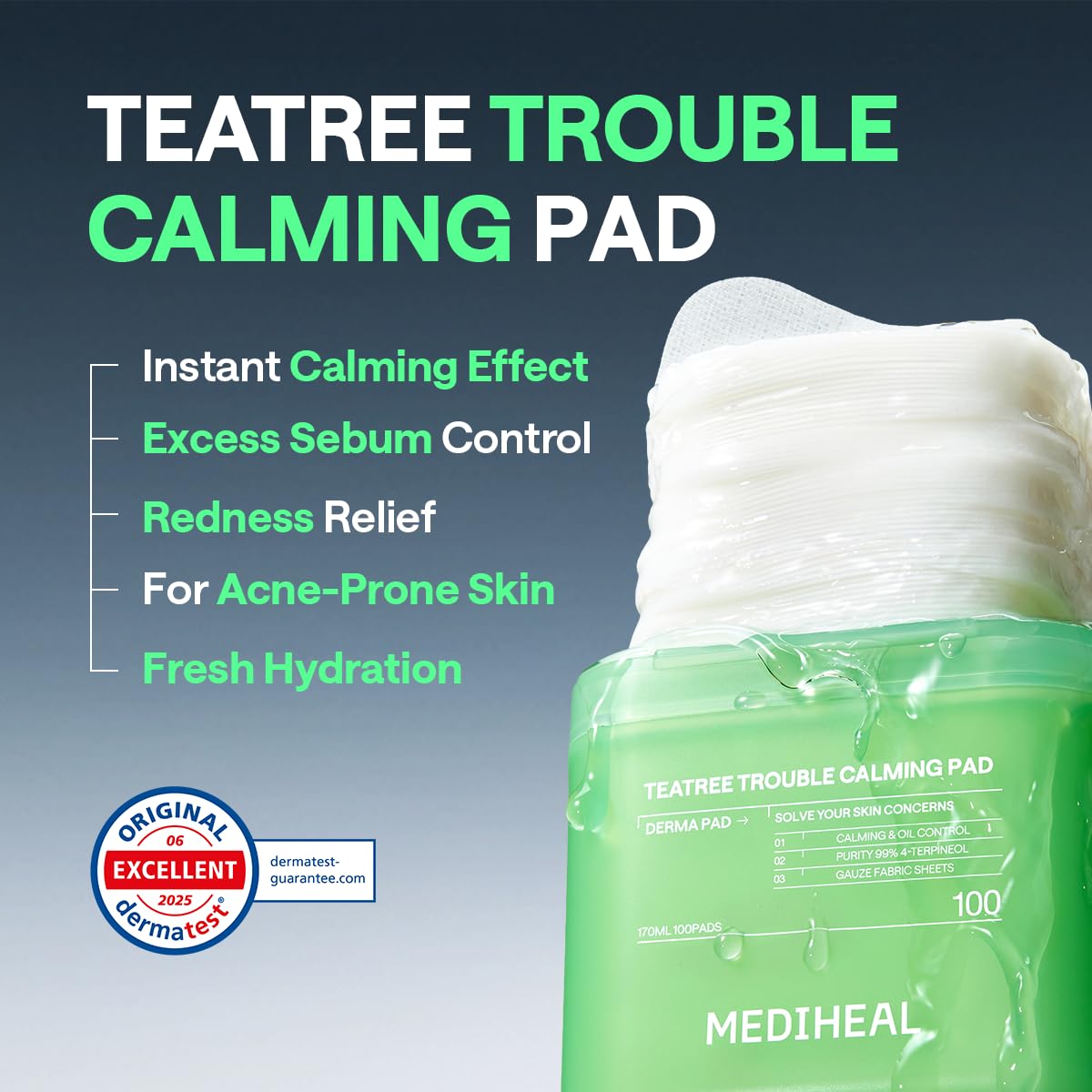 MEDIHEAL Derma Pad Collection | Daily Treatment Toner Pads for Brightening, Firming, Calming & Hydration (100 Pads)
