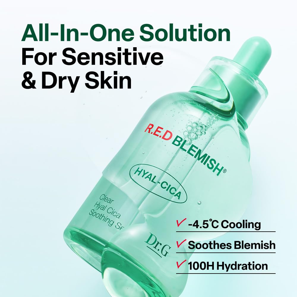 Dr. G R.E.D Blemish Clear Hyal-Cica Soothing Serum 50ml – Calming Hydrating Serum for Sensitive & Blemish-Prone Skin