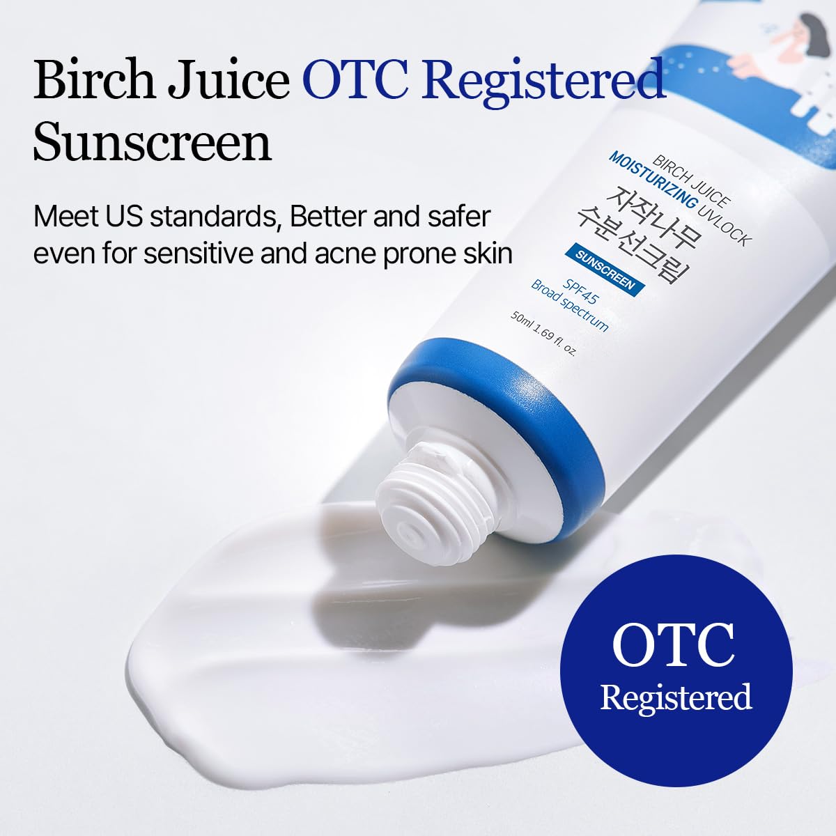 ROUND LAB Birch Juice Moisturizing UV Lock Sunscreen SPF45 | No White Cast Korean Sunscreen
