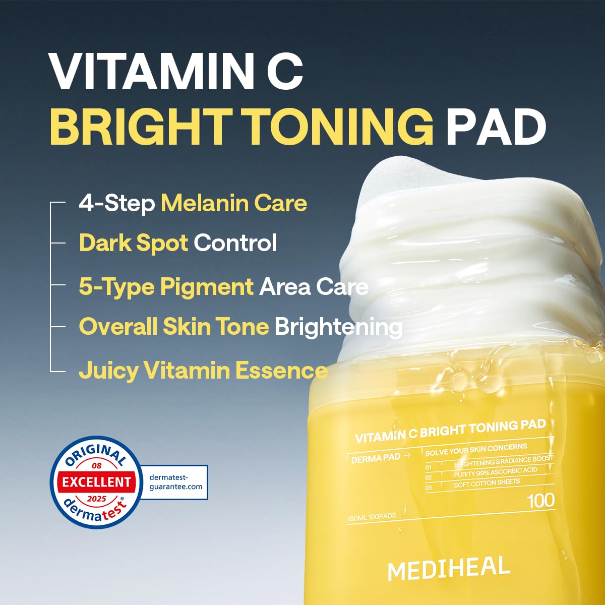 MEDIHEAL Derma Pad Collection | Daily Treatment Toner Pads for Brightening, Firming, Calming & Hydration (100 Pads)