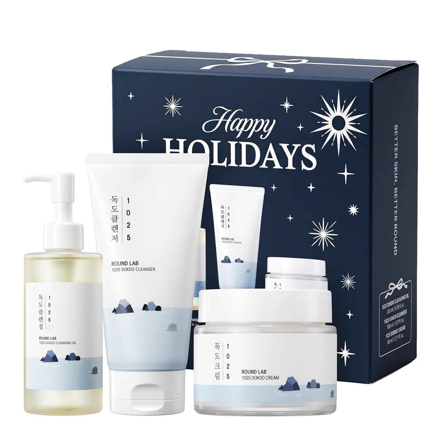 ROUND LAB 1025 Dokdo Everyday is a Holiday Glow Ritual Kit |Double Cleansing + Cream