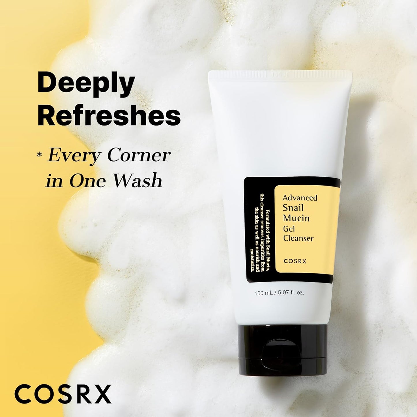 COSRX Advanced Snail Mucin Gel Cleanser |Hydrating & Regenerative Gel-to-Foam Cleanser for Plump, Radiant Skin