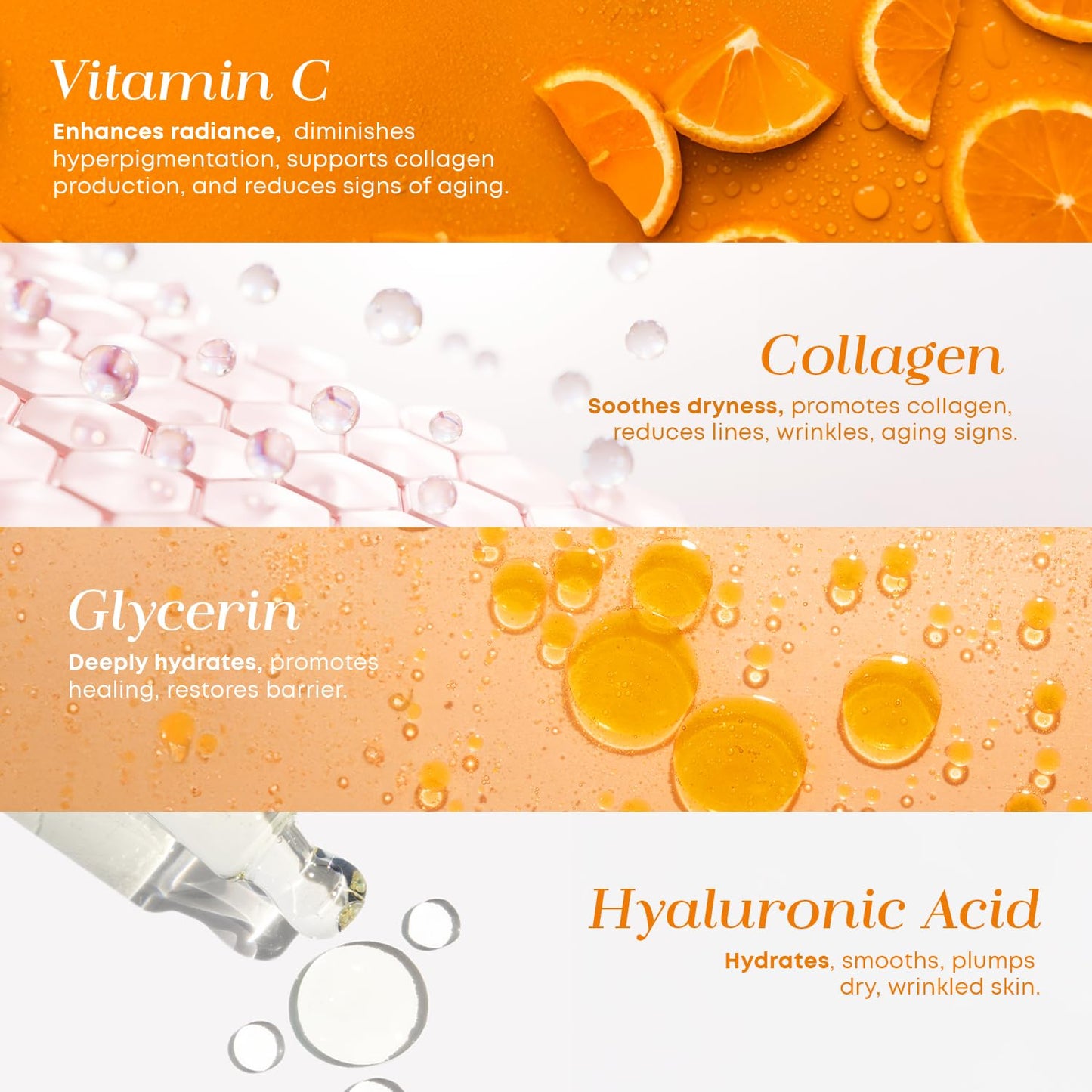 Glow Elixir Korean Face Serum Collection – Hyaluronic Retinol, Peptides Ceramide, Vitamin C Collagen & Firming Serums | 60ml Each