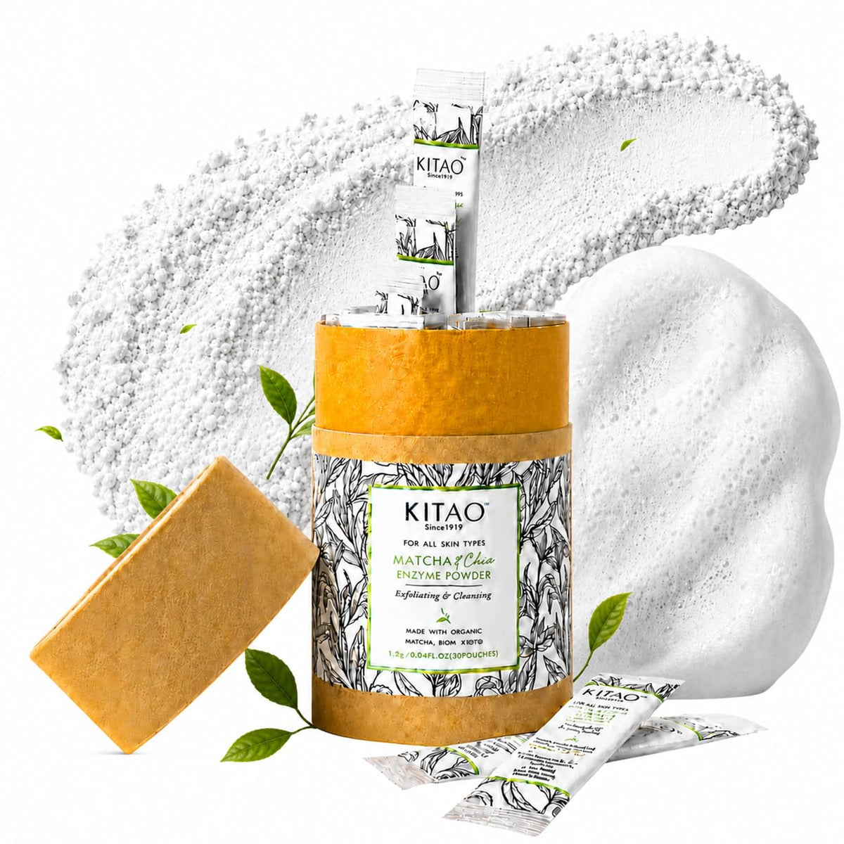 KITAO Matcha & Chia Enzyme Powder Wash | Kyoto Foam Cleanser