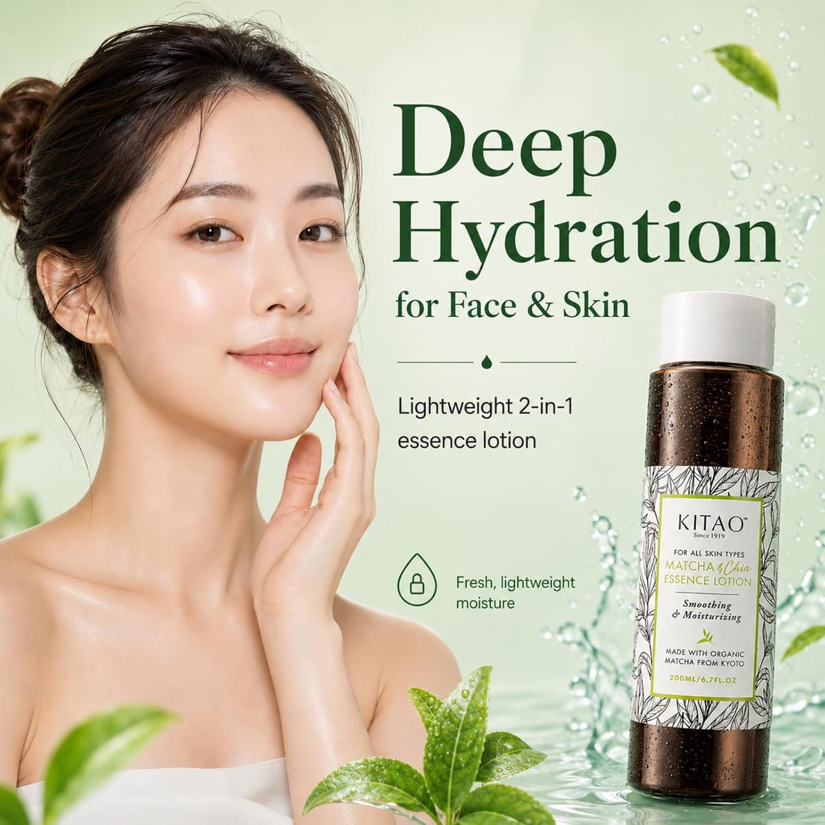 KITAO Matcha & Chia Essence Lotion | Kyoto Hydrating Toner