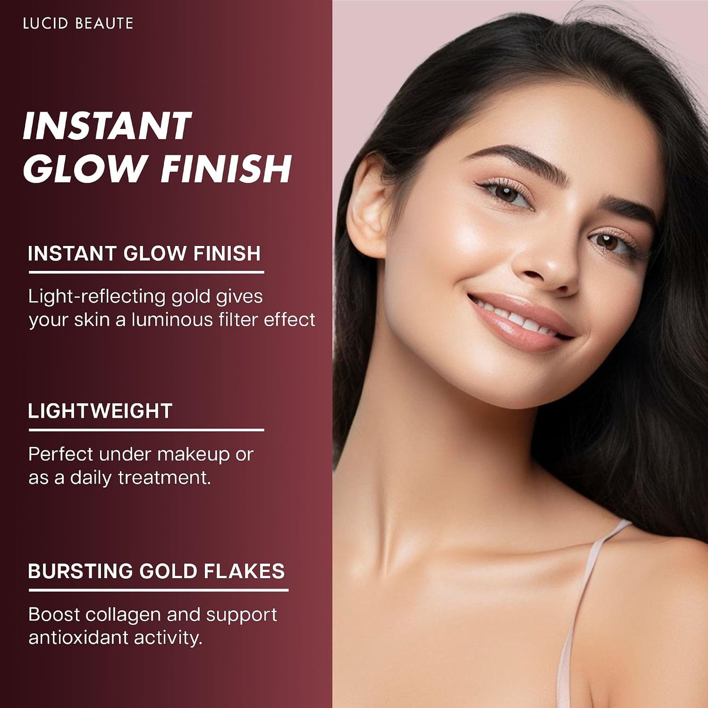 Lucid Beaute Face Serum Collection – 24K Gold Firming, Vitamin C Brightening & Collagen Anti-Aging Serums | 50ml Each