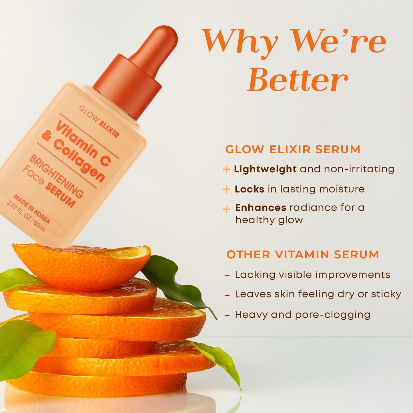 Glow Elixir Korean Face Serum Collection – Hyaluronic Retinol, Peptides Ceramide, Vitamin C Collagen & Firming Serums | 60ml Each