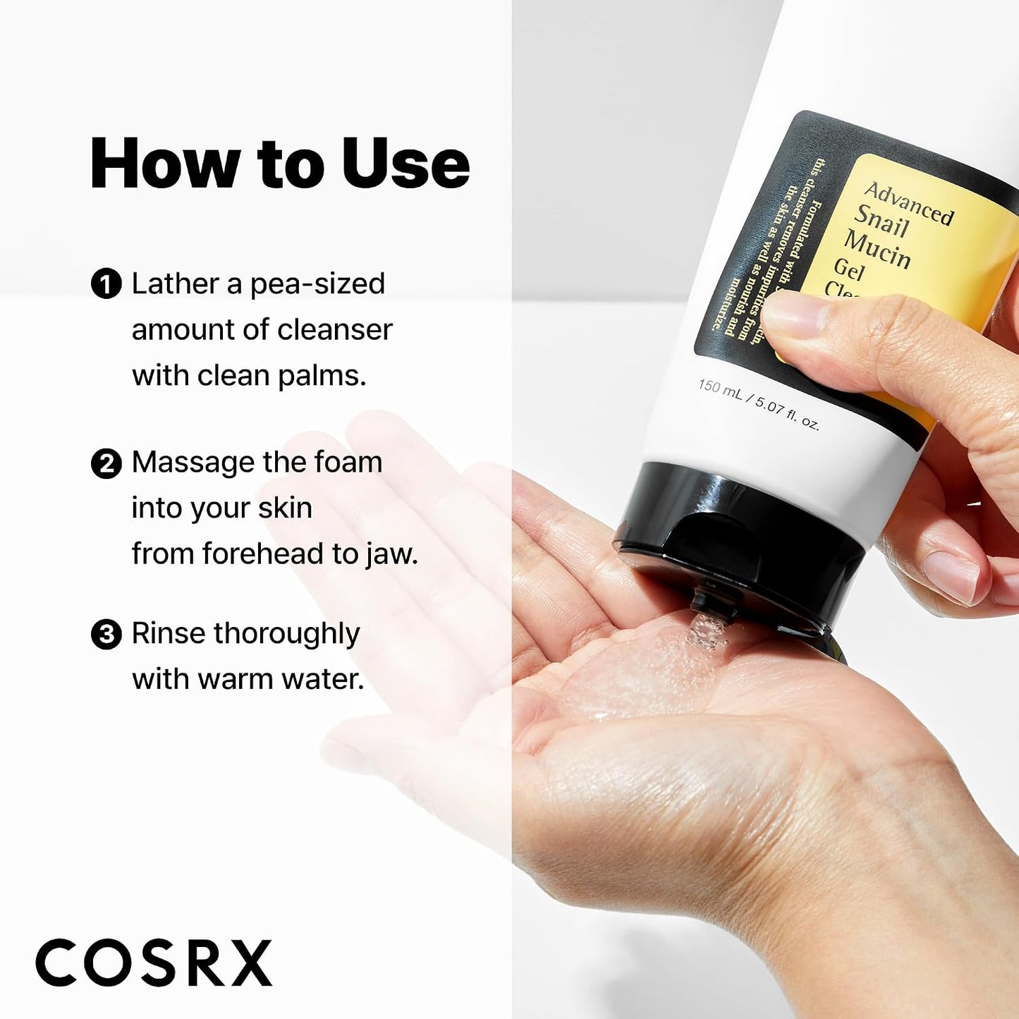COSRX Advanced Snail Mucin Gel Cleanser |Hydrating & Regenerative Gel-to-Foam Cleanser for Plump, Radiant Skin