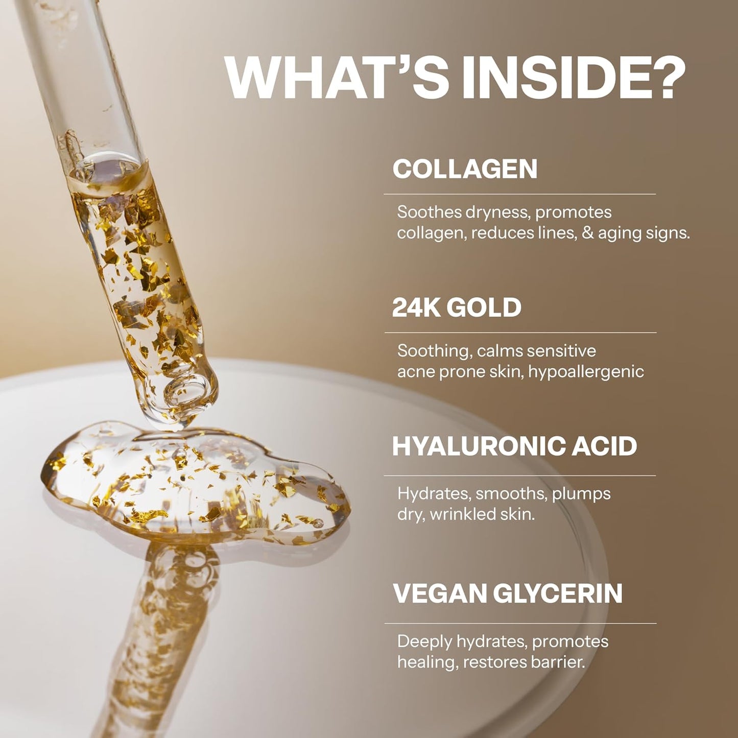 Skin Synergy 24K Gold & Collagen Firming Face Serum – Hydrating Korean Anti-Aging Serum | 50ml