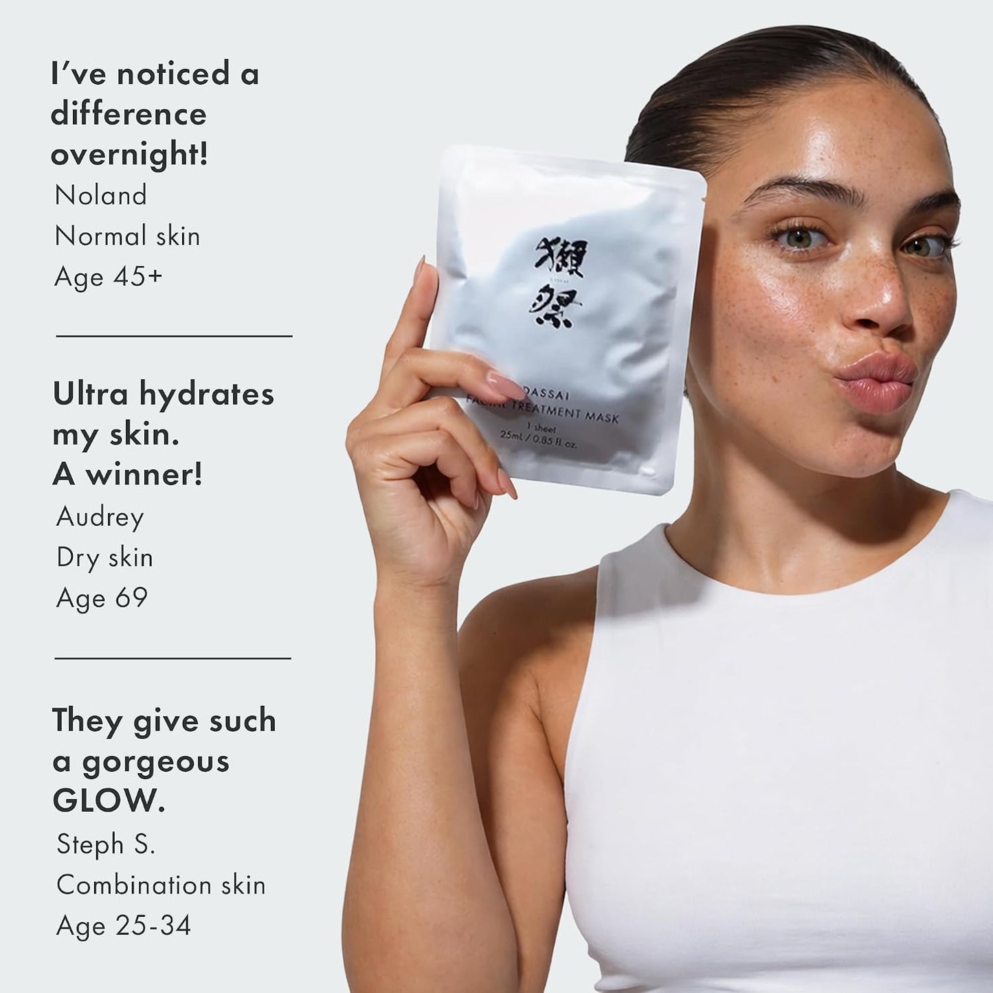 Dassai Facial Treatment Mask (5 Pack) Sake Lees Essence, Hydrolyzed Collagen & Vitamin C for Instant Radiance.