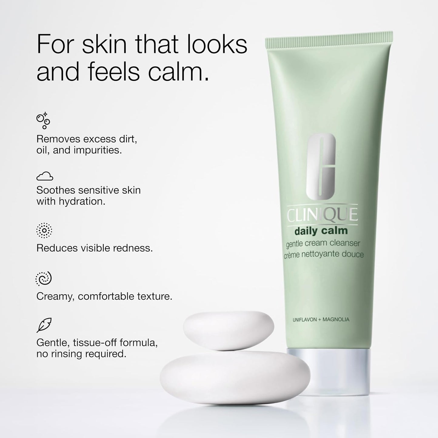Clinique Daily Calm Gentle Cream Cleanser | Soothing No-Rinse Cleanser for Sensitive Skin