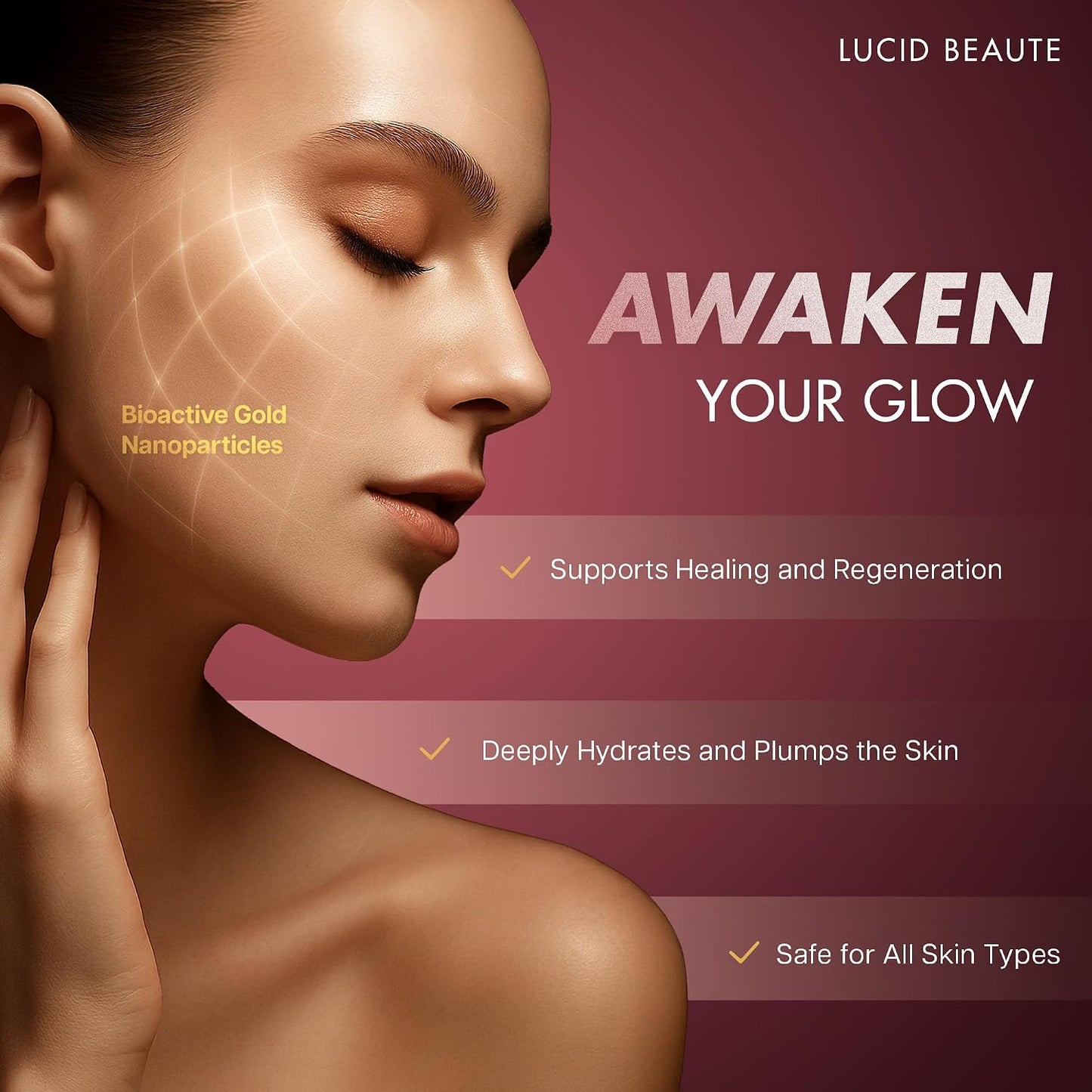 Lucid Beaute Face Serum Collection – 24K Gold Firming, Vitamin C Brightening & Collagen Anti-Aging Serums | 50ml Each