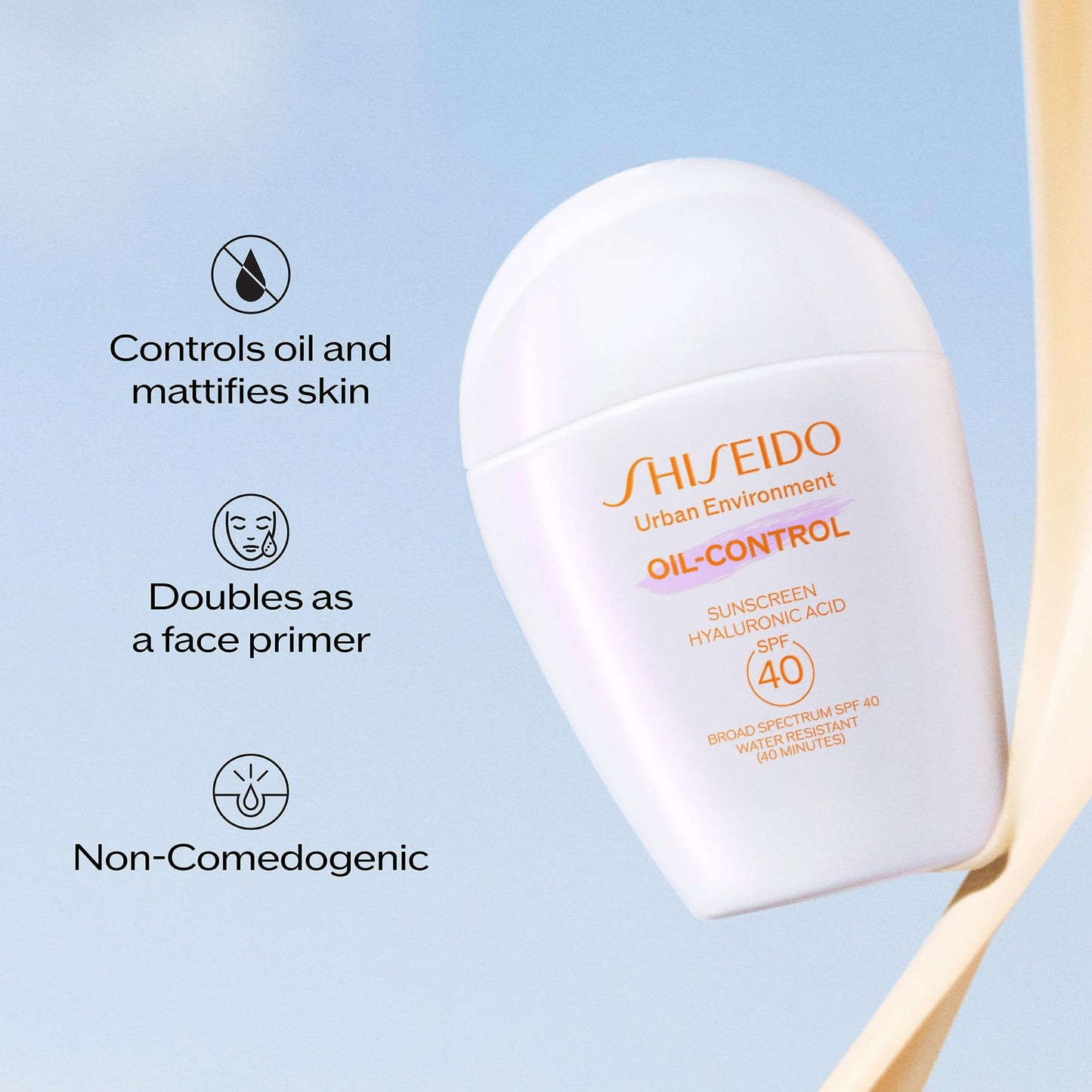 Shiseido Urban Environment Oil-Control Sunscreen SPF 40 – Mattifying Hyaluronic Acid Facial Sunscreen