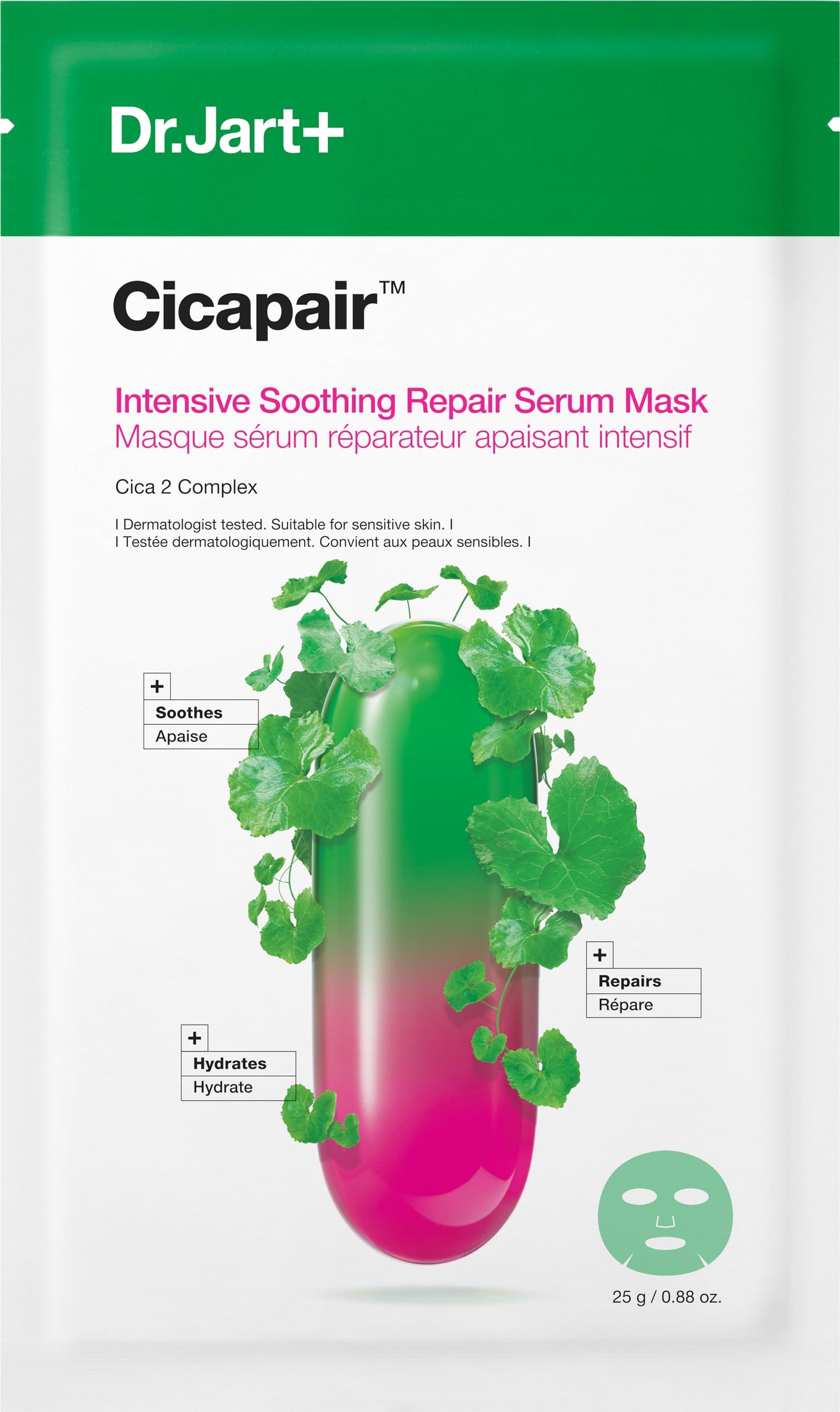 Dr. Jart+ Cicapair Intensive Soothing Repair Serum Mask 25g – Calming Cica Sheet Mask for Sensitive Skin