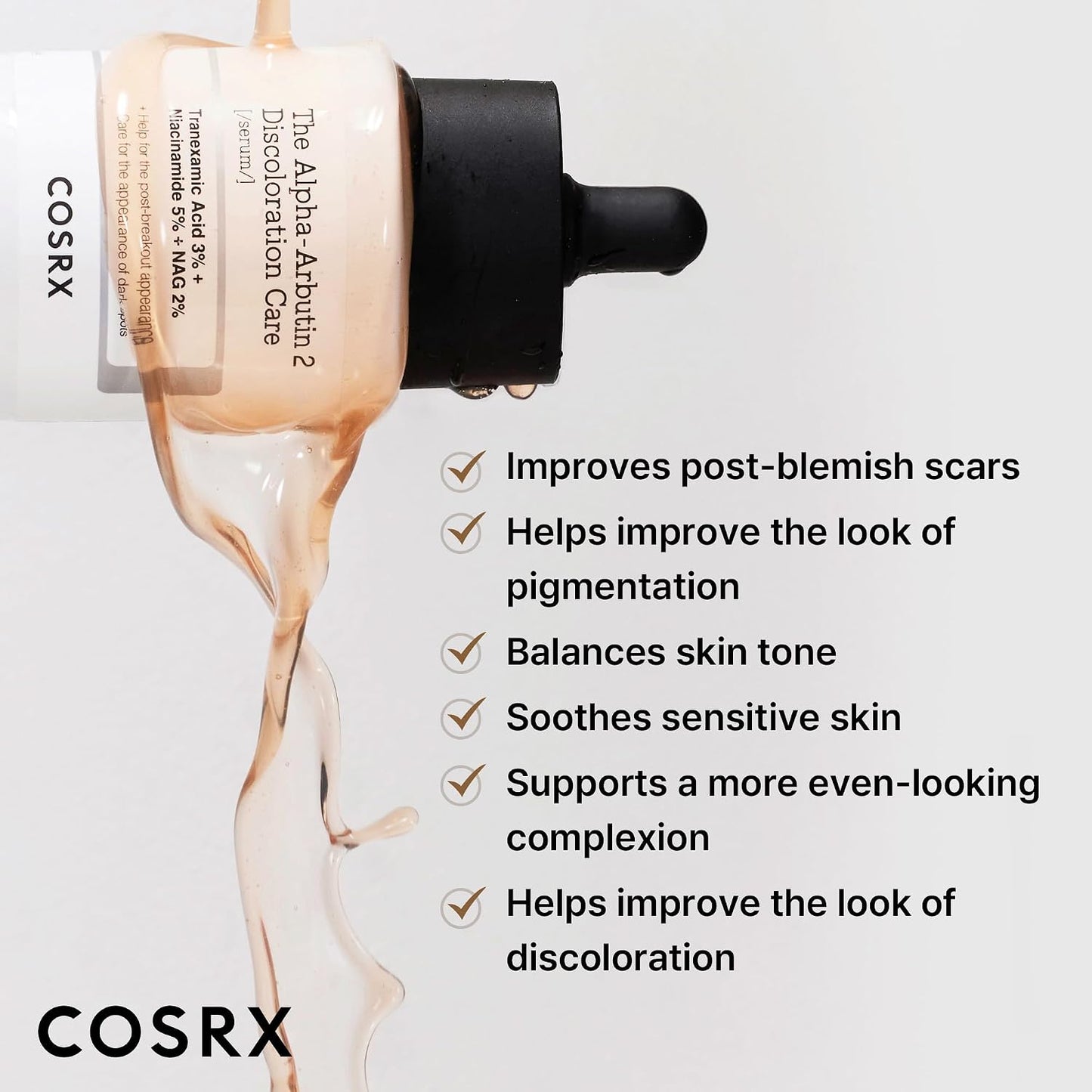 COSRX The Alpha-Arbutin 2 Discoloration Care Serum | 2% Alpha-Arbutin + 3% Tranexamic Acid for Dark Spots & PIH