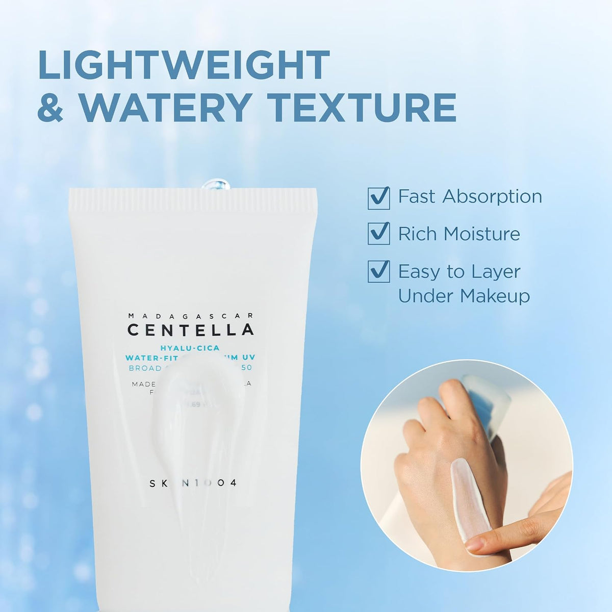 SKIN1004 Madagascar Centella Hyalu-Cica Water-Fit Sun Serum SPF 50 | Lightweight No White Cast Sunscreen