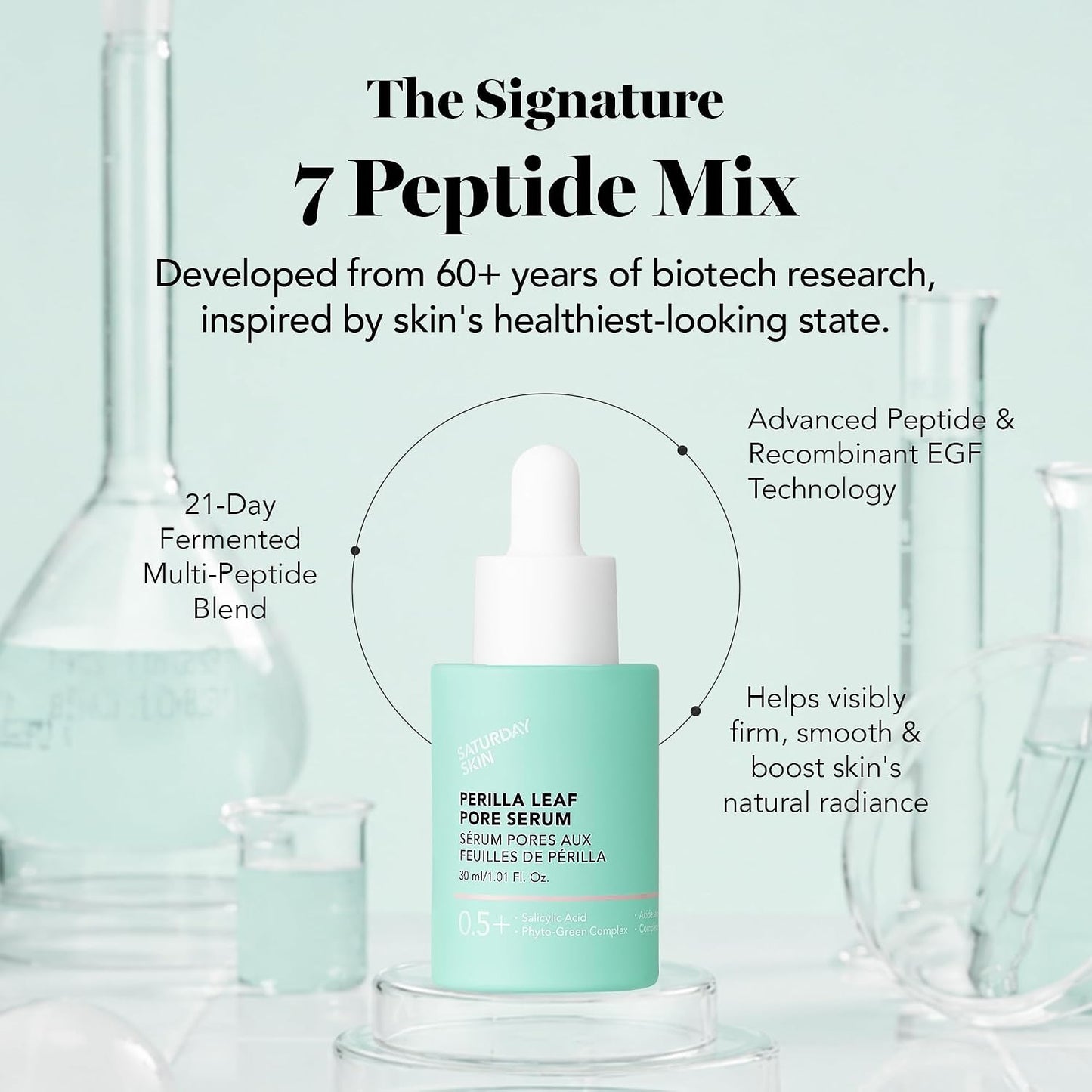 Saturday Skin Perilla Leaf Pore Serum | Daily Pore Refining & Balance — Gentle BHA, Perilla Leaf & Barrier-Supporting Peptides.