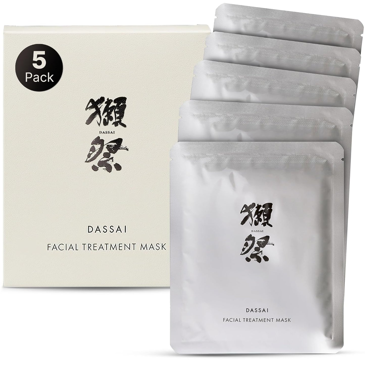Dassai Facial Treatment Mask (5 Pack) Sake Lees Essence, Hydrolyzed Collagen & Vitamin C for Instant Radiance.