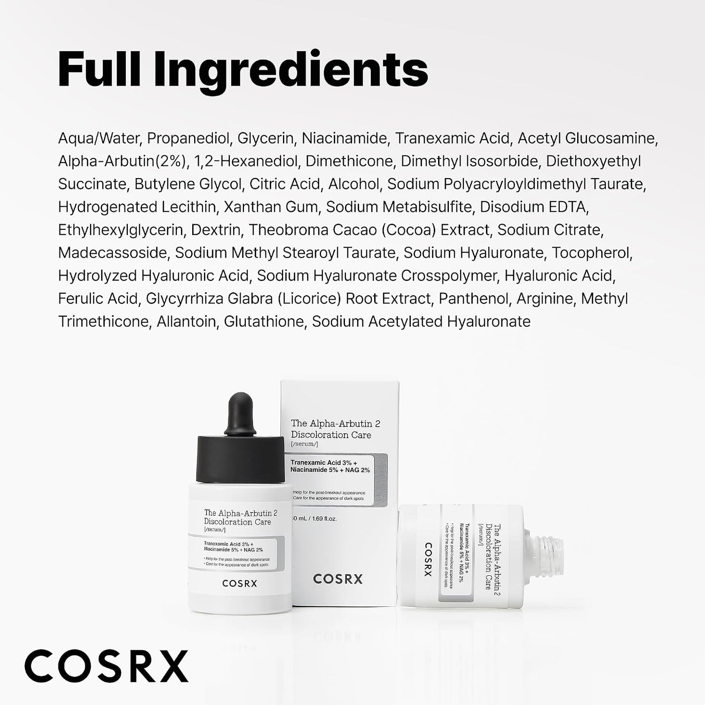 COSRX The Alpha-Arbutin 2 Discoloration Care Serum | 2% Alpha-Arbutin + 3% Tranexamic Acid for Dark Spots & PIH