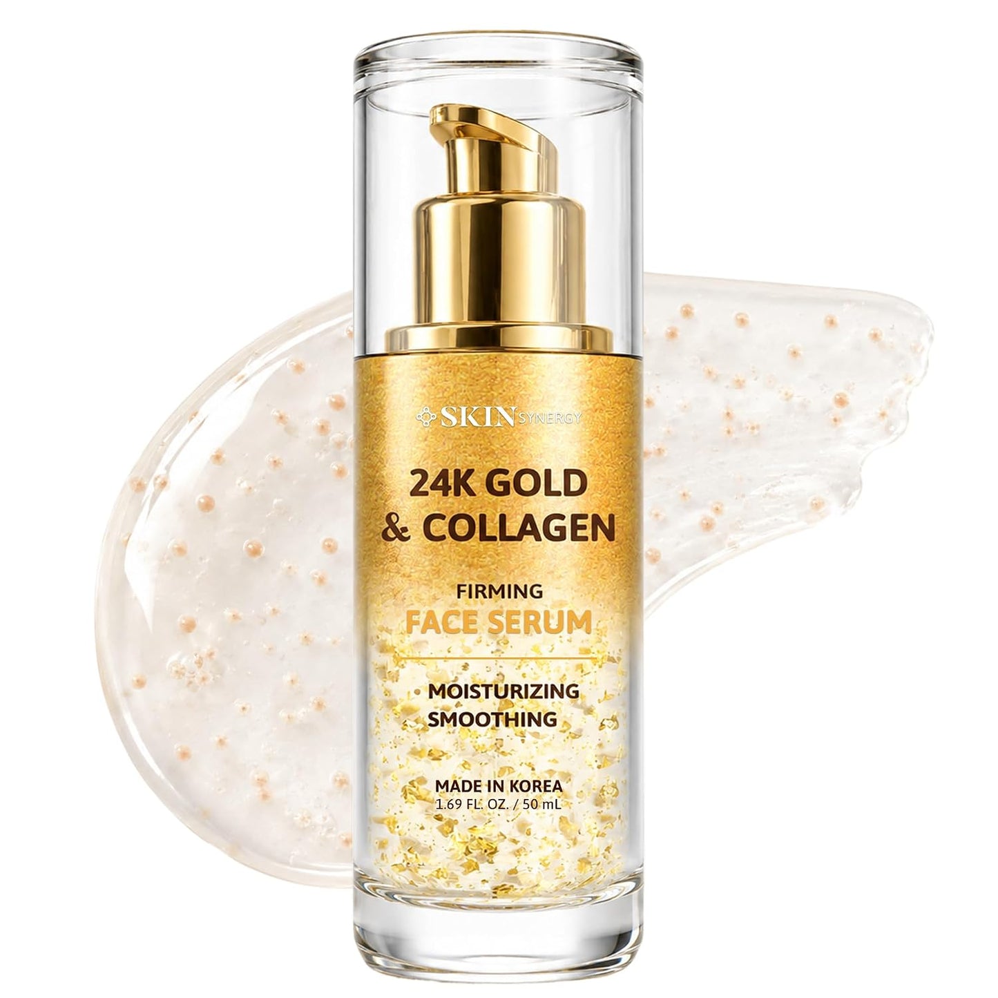 Skin Synergy 24K Gold & Collagen Firming Face Serum – Hydrating Korean Anti-Aging Serum | 50ml