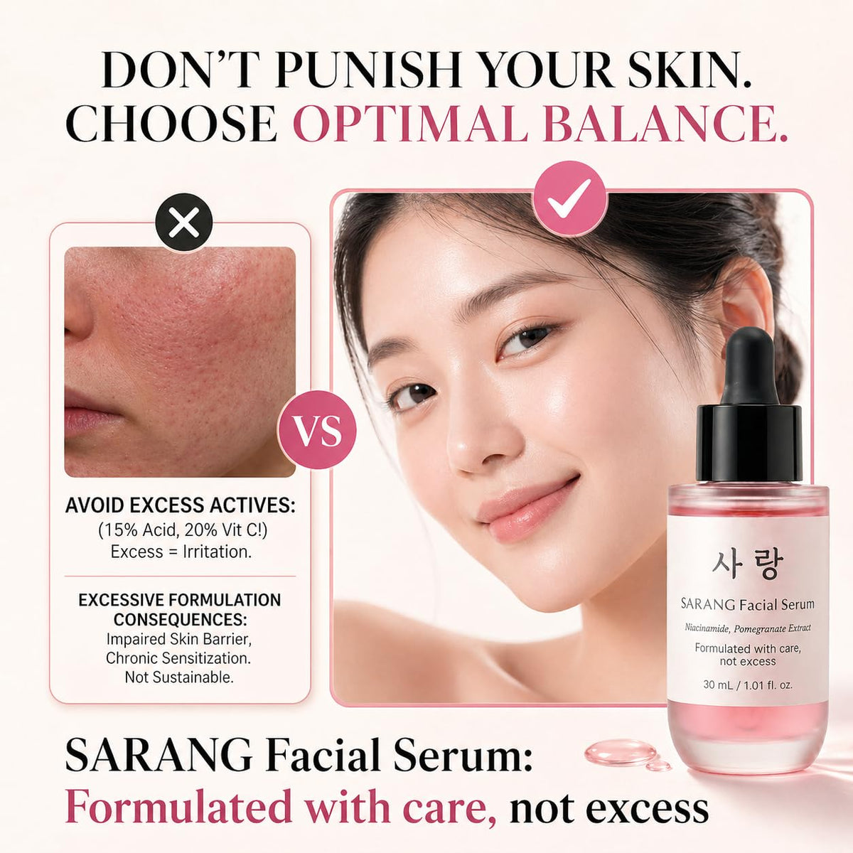 SARANG Facial Serum 30ml | Niacinamide Pink Gel Korean