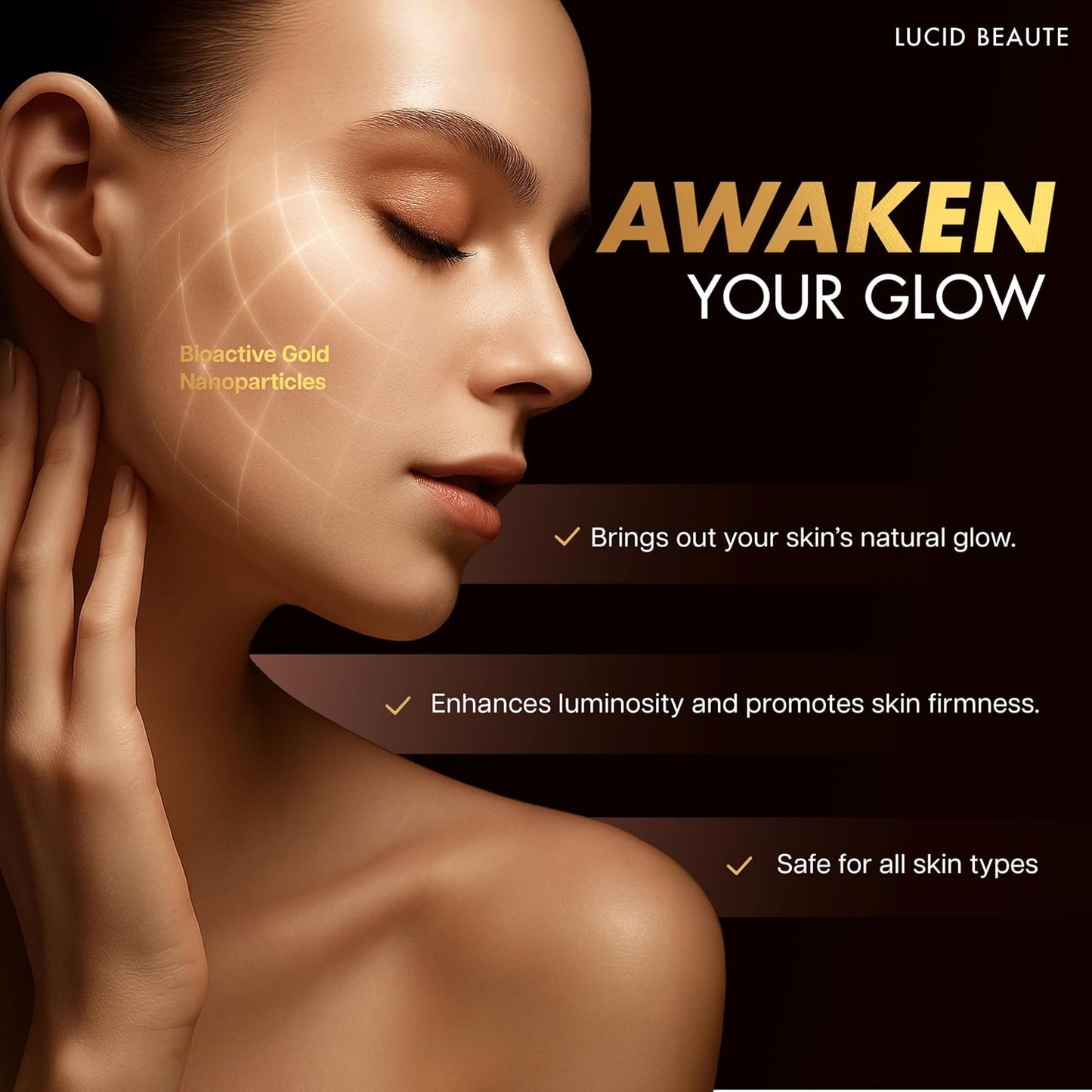 Lucid Beaute Face Serum Collection – 24K Gold Firming, Vitamin C Brightening & Collagen Anti-Aging Serums | 50ml Each